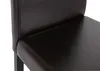 A close-up view of the seat and back of a brown leather bar stool. Podgląd zdjęcia produktu