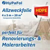A room being renovated, with furniture covered in plastic sheeting. Produktbild-Vorschau