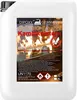 A white plastic jerrycan with a label showing a fireplace with flames. Produktbild-Vorschau