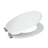A white toilet seat with chrome hinges is shown from a slightly elevated side angle against a white background. Produktbild-Vorschau