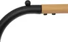 A close-up view of the connection between a black curved metal rod and a light brown wooden rod, secured by two small black screws. Náhled obrázku produktu
