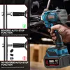 A hand holding a cordless impact wrench, with diagrams illustrating its functions. Voir les images du produit