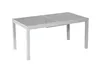 A white outdoor dining table with a glass top. Produktbild-Vorschau