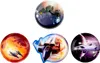 A collage of four round and one irregularly shaped images, each depicting a different spaceship in a space or planetary setting. Produktbild-Vorschau