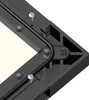 A close-up view of the corner of a projection screen frame, showing mounting hardware and a curved metal support. Produktbild-Vorschau