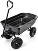 A black garden wagon with four wheels and a handle, shown from a slightly elevated front-left angle against a white background. Náhled obrázku produktu