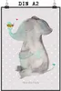 Mr. & Mrs. Panda Bild Elefant Biene DIN A2 - Grau Pastell - Produktbild-Vorschau 1