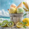 Küchenrückwand Spritzschutz Glas mit Motiv Sommerliches Eis Produktbild-Vorschau 3
