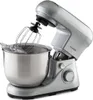 A silver stand mixer with a stainless steel bowl and whisk attachment is shown against a white background. Produktbild-Vorschau