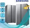 Collage advertising a Samsung refrigerator with feature icons and energy rating. Anteprima dell’immagine prodotto
