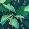 Baumwolle 100% Ginkgo-Blätter grün auf dunkelgrünem Produktbild-Vorschau 3