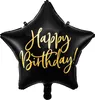 Palloncino in foil Happy Birthday nero oro 45cm Anteprima dell’immagine prodotto 1