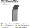 A single aluminum hook against a white background, with text describing its features. Produktbild-Vorschau