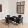 vidaXL 5 tlg. Garten Essgruppe Poly Rattan Schwarz - Produktbild-Vorschau 2