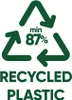 A recycling symbol with text indicating the percentage of recycled plastic. Produktbild-Vorschau
