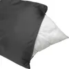 A dark gray pillowcase is partially covering a white pillow. The pillow is slightly protruding from the opening of the pillowcase. Produktbild-Vorschau