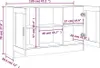 A technical diagram of a sideboard with dimensions and labels. Voir les images du produit