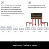 Diagram showing battery voltage before and after using a battery equalizer, with text explaining the benefits. Náhled obrázku produktu
