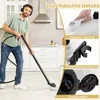 A man is using a steam cleaner in a kitchen, with close-up shots of the product's features. Produktbild-Vorschau