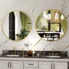 A bathroom vanity with two round mirrors above it, featuring faucets and sinks. Produktbild-Vorschau
