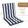 A striped cushion for a chair, with dimensions indicated. Produktbild-Vorschau