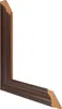 A corner piece of a dark brown picture frame with a wood grain texture. Produktbild-Vorschau