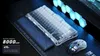A gaming keyboard and mouse set displayed on a desk mat with ambient lighting. Produktbild-Vorschau