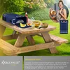 A picnic scene with a cooler bag on a wooden table. Produktbild-Vorschau