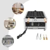 A collage showing a waffle maker machine and lifestyle images of a cafe interior, a kitchen counter, and a commercial kitchen. Podgląd zdjęcia produktu