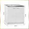 A white kitchen cabinet with a sink and dimensions indicated. Anteprima dell’immagine prodotto