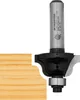 A router bit and a sample of wood with a decorative edge. Produktbild-Vorschau