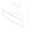Isometric line drawing of a range hood with dimensions indicated. Náhled obrázku produktu