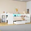 Lit à plateau en bois Sweiko 140x200 avec étagères, Voir les images du produit 1