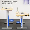 Two adjustable height desks shown in different positions with measurement indicators. Náhled obrázku produktu