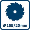 A graphic icon representing a circular saw blade with dimensions. Produktbild-Vorschau