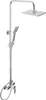 A modern chrome shower system with a rain shower head and a handheld shower head, mounted on a white background. Náhled obrázku produktu