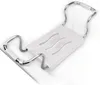 A white bath seat with silver metal supports is placed across a white bathtub. Produktbild-Vorschau