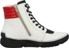 A single white and red boot with black laces and sole, shown from the side. Náhled obrázku produktu