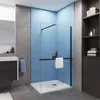 AICA Walk in 90x200cm Schwarz Duschwand mit Stabilisator Produktbild-Vorschau 1