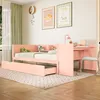 A child's bedroom with a pink bed, desk, and chair. Náhľad obrázku produktu