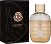 A product shot of Moncler Sunrise Pour Femme perfume and its packaging. Voir les images du produit
