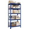 A blue metal shelving unit filled with various items like books, boxes, and decorative objects. Produktbild-Vorschau