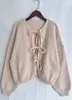 ASKSA Damen Strickjacke Schleife Vorne Strick Cardigan Produktbild-Vorschau 5