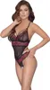 Spitzen-String-Bodysuit im Schritt - Schwarz/Rot Produktbild-Vorschau 3