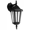 A black outdoor wall lamp with glass panels. Produktbild-Vorschau