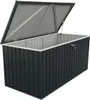 A dark gray metal storage box with its lid open, shown against a white background. Produktbild-Vorschau