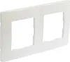 A white, two-gang electrical faceplate for light switches or outlets, shown at an angle against a white background. Náhľad obrázku produktu