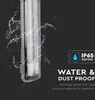 A close-up of a waterproof LED light fixture with water splashing around it, highlighting its durability. Produktbild-Vorschau