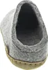 A top-down view of a grey felt slipper with a brown sole. Produktbild-Vorschau