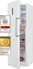 A white refrigerator with its door open, displaying food items inside. Two award badges are placed on the left side of the refrigerator. Produktbild-Vorschau